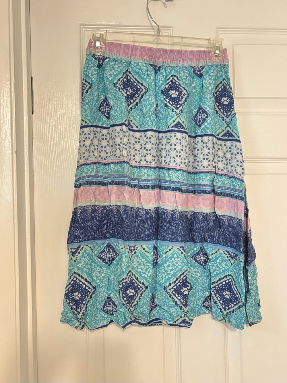 Bohemian Teal & Navy Patterned Midi Skirt - Divided H&M